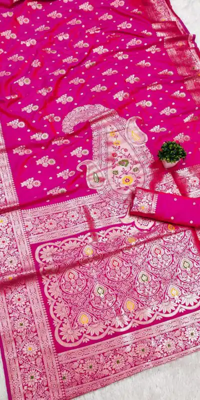 MB 3279 Pink Soft Banarasi Silk Saree with Lace Work & Zari Work. Festive Deal ₹1899. Delivery 4-6 Working Days. Shop now. | Sarees, Bollywood Sarees, Creative Sarees, Designer Sarees, Embroidered Sarees, Ethnic Saree, Modern Digital sarees, Party Wear Sarees