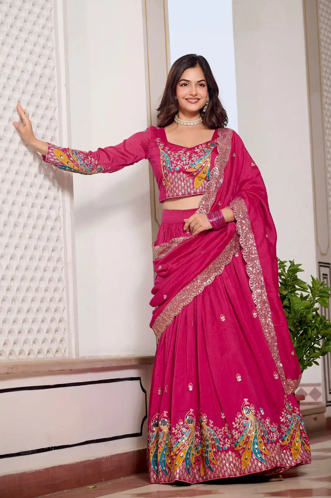 Ram 113 Pink Color Vichitra Lehenga Choli with Embroidery Work. Exclusive Offer ₹3099. Delivery 4-6 Working Days. Shop now. | Lehenga, Bollywood Lehenga, Creative Lehenga, Designer Lehenga, Embroidered Lehenga, Party Wear Lehenga
