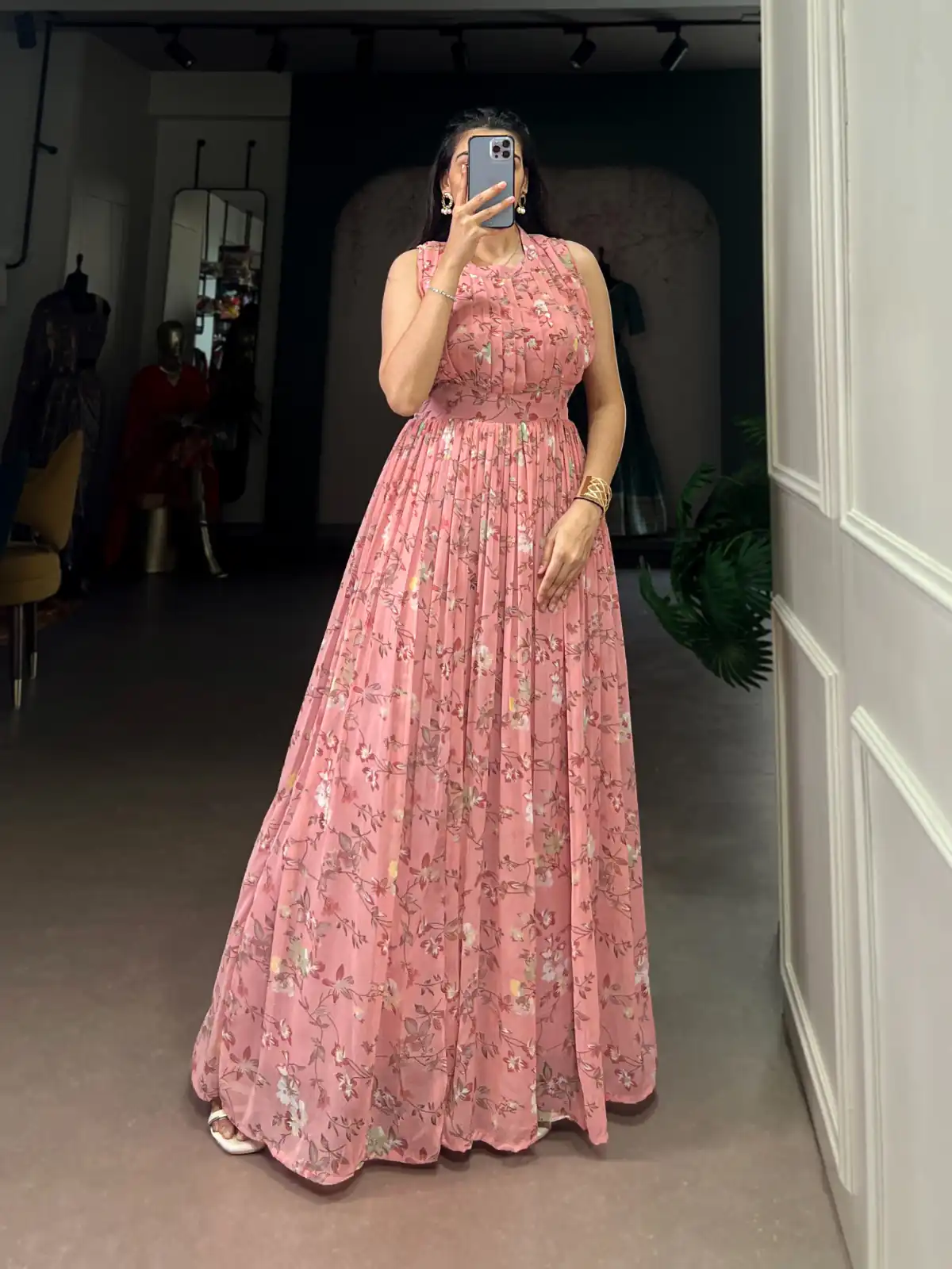 YNF 5200 Pink Color Weightless Marbal Gown with Designer Work. Available at ₹1649 only. Delivery 4-6 Working Days. Shop now. | Gowns, Bollywood Gowns, Creative Gowns, Designer Gowns, Embroidered Gowns, Party Wear Gowns