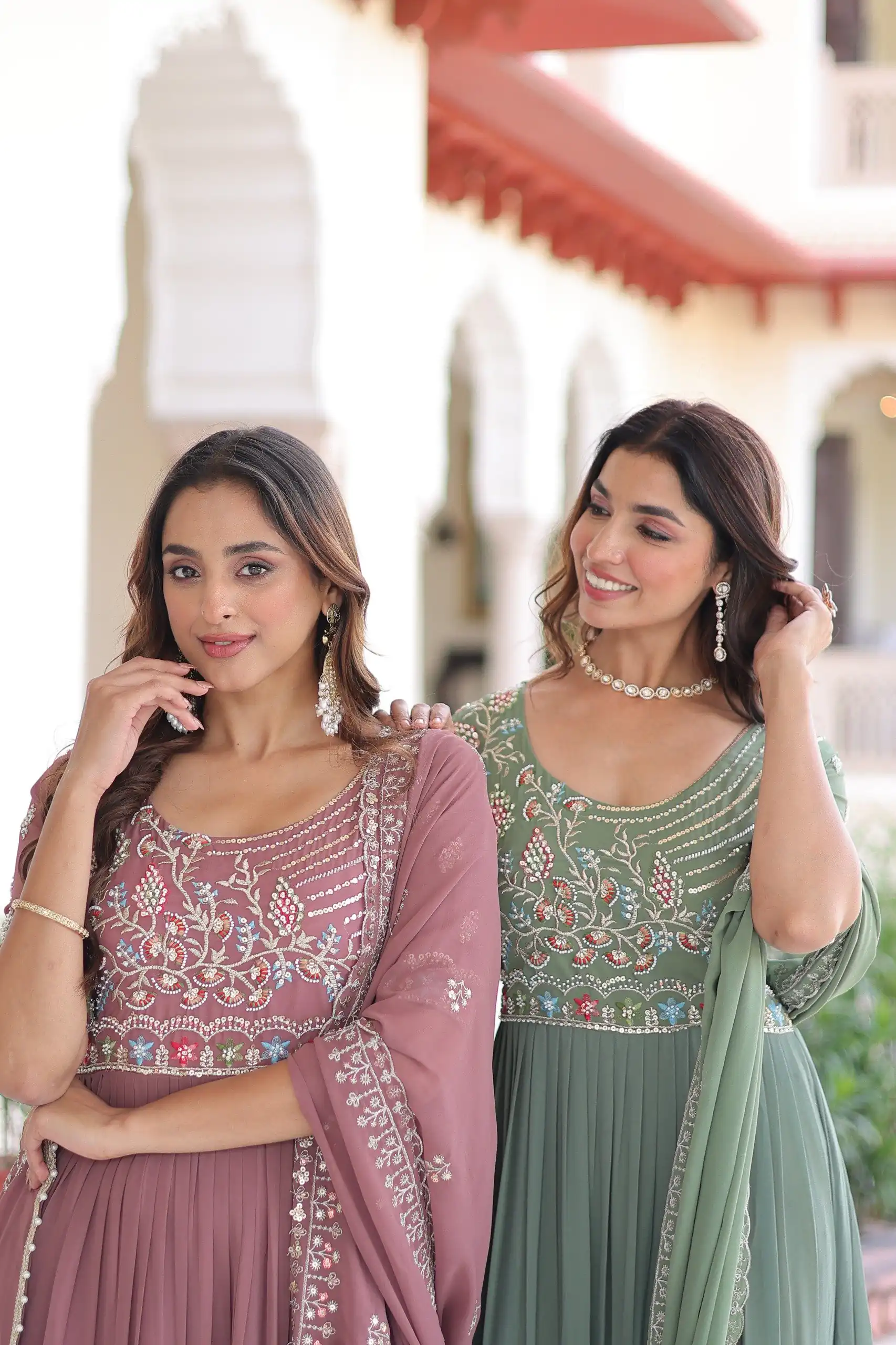 KA 1213 Pista Faux Blooming Gown with Embroidery Work & Sequins Work. Best Price ₹2449. Delivery 4-6 Working Days. Shop now. | Gowns, Bollywood Gowns, Creative Gowns, Designer Gowns, Embroidered Gowns, Party Wear Gowns