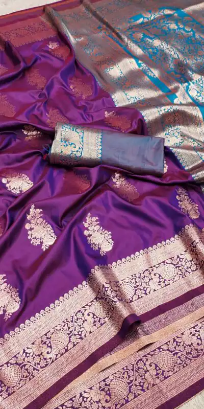 MB 1027 Purple in Banarasi Silk Zari Work & Lace Work Saree . Available at ₹1999 only. Delivery 4-6 Working Days. Shop now. | Designer Sarees, Embroidered Sarees, Sarees, Bollywood Sarees, Creative Sarees, Ethnic Saree, Modern Digital sarees, Party Wear Sarees