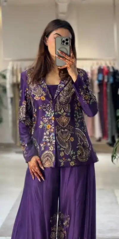 BE 436 Purple Chinon Salwar Suit with Embroidery Work. Wedding, Party, Festive, Now at just ₹2399. Delivery 4-6 Working Days. Shop now. | Jump Suits, Tops & Bottoms, Track Suits, Salwar suit, Casual Suits, Creative suits, Designer Suits, Palazzo Suits, Party Wear Suits, Patiala Suits, Straight Suits, Trendy Wear