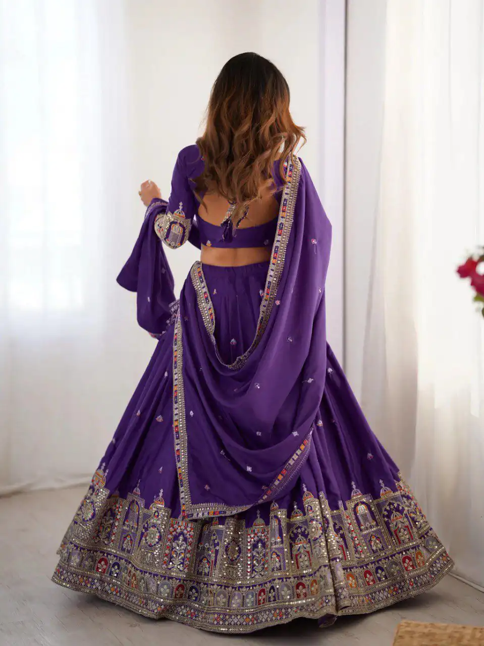 MF TAJ 1003 Purple in Color Chinon Silk Embroidery Work Lehenga Choli . Get it for ₹1949. Delivery 4-6 Working Days. Shop now. | Lehenga, Bollywood Lehenga, Creative Lehenga, Designer Lehenga, Embroidered Lehenga, Party Wear Lehenga