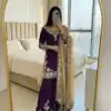 Purple Chinon Silk Lace Embroidery Work Salwar Suit