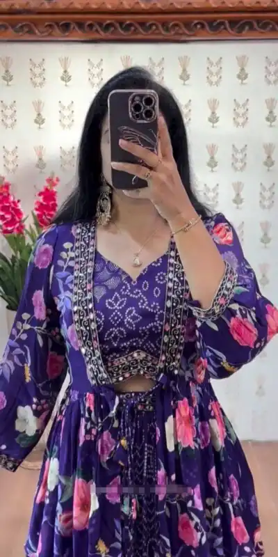 PC 534 Purple Chinon Lehenga Choli with Thread Embroidery & Embroidery Work. Festive Deal ₹2449. Delivery 4-6 Working Days. Shop now. | Lehenga, Bollywood Lehenga, Creative Lehenga, Designer Lehenga, Embroidered Lehenga, Party Wear Lehenga