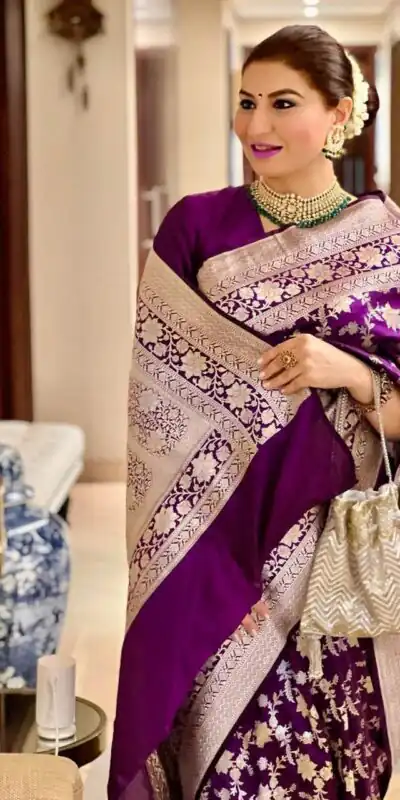 KP 6077 Purple in Soft Lichi Silk Designer Work Saree . Wedding, Party, Festive, Events Special Price ₹1399. Delivery 4-6 Working Days. Shop now. | Sarees, Bollywood Sarees, Creative Sarees, Designer Sarees, Embroidered Sarees, Ethnic Saree, Modern Digital sarees, Party Wear Sarees