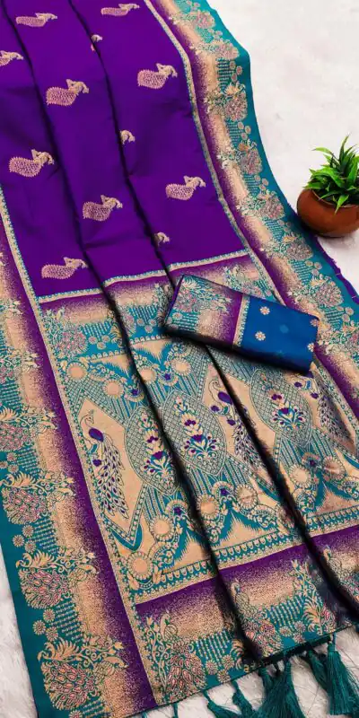 MB 1013 Purple Color Paithani silk Saree with Zari Work & Lace Work. Festive Deal ₹2399. Delivery 4-6 Working Days. Shop now. | Designer Sarees, Sarees, Bollywood Sarees, Creative Sarees, Embroidered Sarees, Ethnic Saree, Modern Digital sarees, Party Wear Sarees