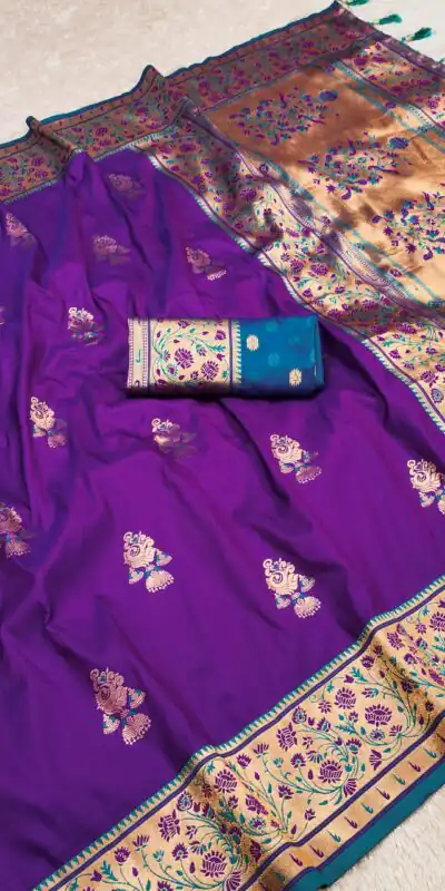 MB 28 Purple Pethani Silk Saree with Zari Work & Lace Work. Wedding, Party, Festive, Events Grab it for ₹2099. Delivery 4-6 Working Days. Shop now. | Sarees, Bollywood Sarees, Creative Sarees, Designer Sarees, Embroidered Sarees, Ethnic Saree, Modern Digital sarees, Party Wear Sarees