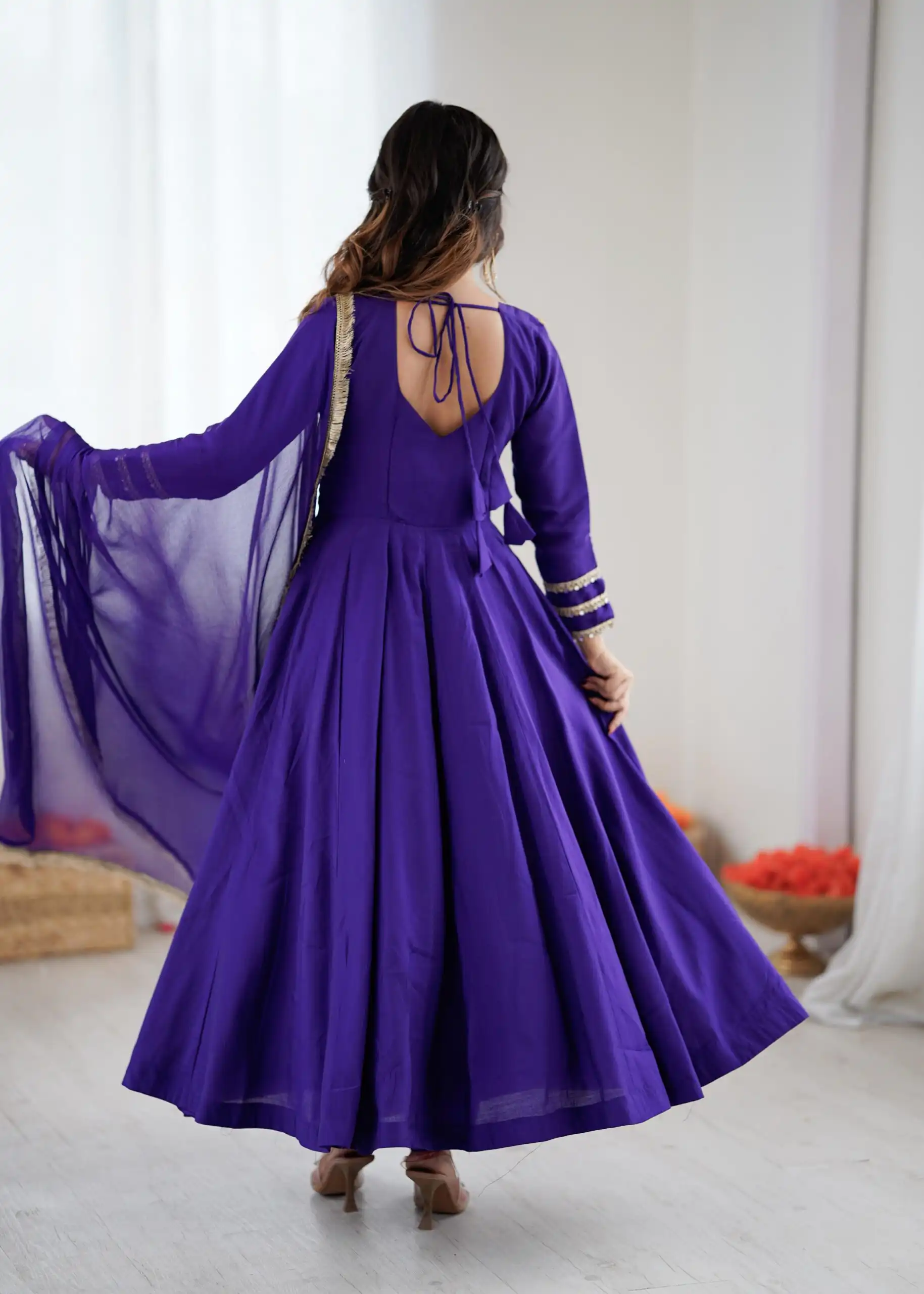 ZSR 3149 Purple Roman silk Gown Perfect for Wedding, Party, Sangeet, Haldi, Lohri – . Introductory Price ₹2099. Delivery 4-6 Working Days. Shop now. | Gowns, Bollywood Gowns, Creative Gowns, Designer Gowns, Embroidered Gowns, Party Wear Gowns