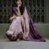 Purple Soft Lichi Silk Rich Pallu Work Saree