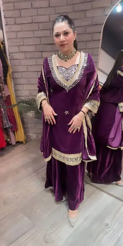 LG 2044 Purple in Velvet Mirror Work & Embroidery Work Salwar Suit . Best Price ₹2599. Delivery 4-6 Working Days. Shop now. | Jump Suits, Tops & Bottoms, Track Suits, Salwar suit, Casual Suits, Creative suits, Designer Suits, Palazzo Suits, Party Wear Suits, Patiala Suits, Straight Suits, Trendy Wear