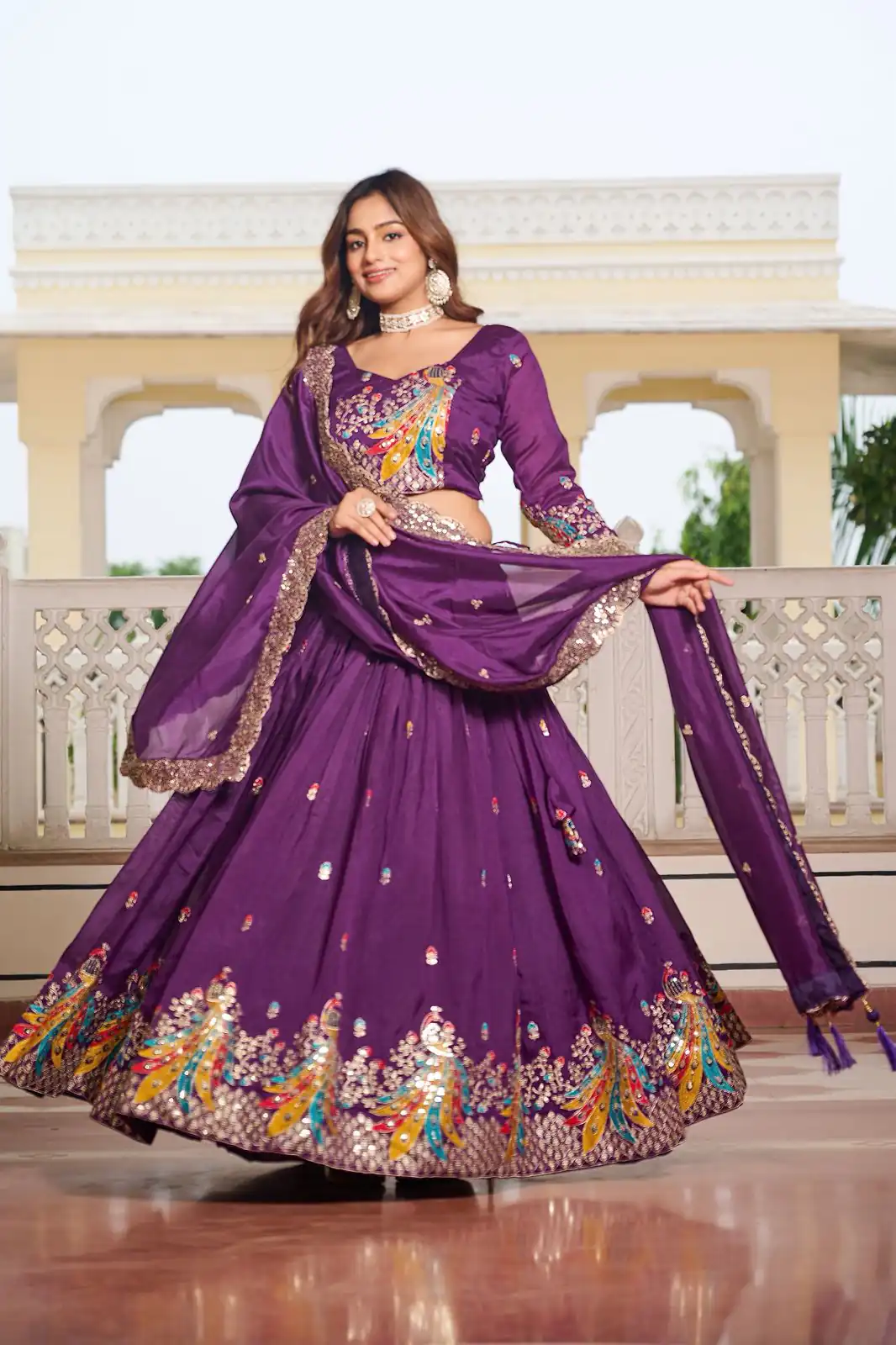 Ram 113 Purple Color Vichitra Lehenga Choli with Embroidery Work. Exclusive Offer ₹3099. Delivery 4-6 Working Days. Shop now. | Lehenga, Bollywood Lehenga, Creative Lehenga, Designer Lehenga, Embroidered Lehenga, Party Wear Lehenga