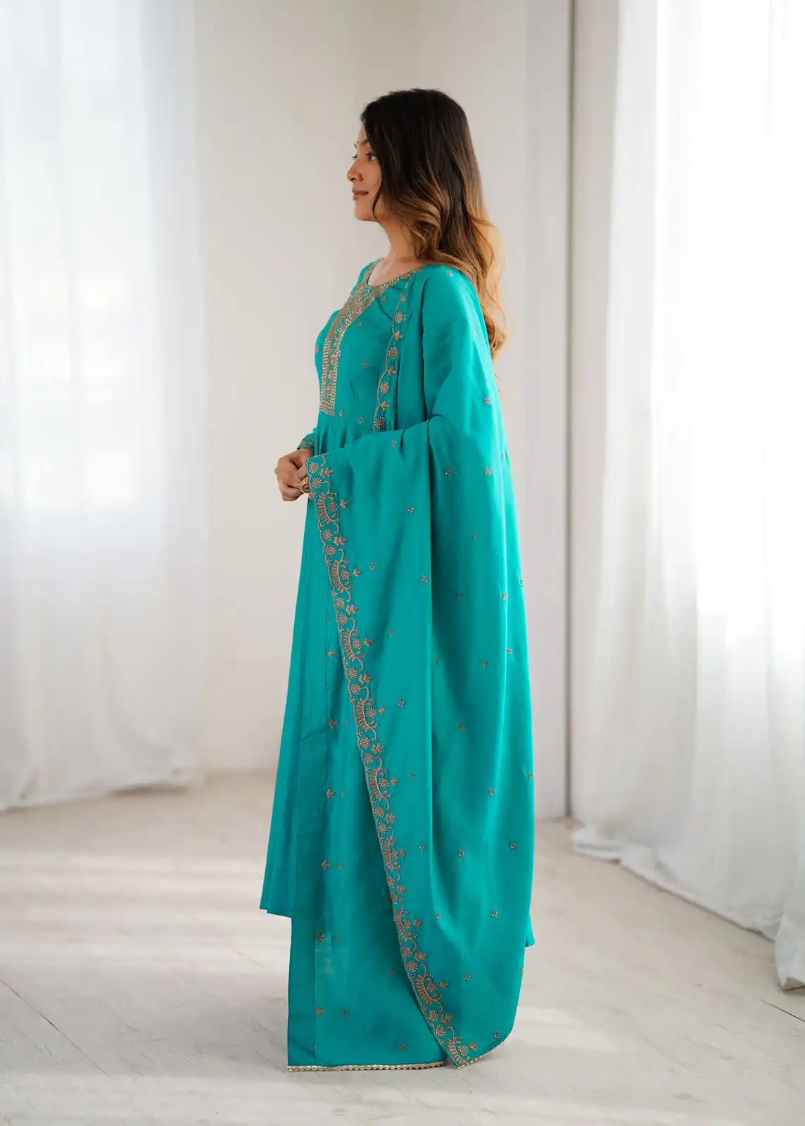 KB 288 Rama in Roman Shimmer Chanderi Silk Embroidery Work & Bead Work Salwar Suit . Grab it for ₹2399. Delivery 4-6 Working Days. Shop now. | Jump Suits, Tops & Bottoms, Track Suits, Salwar suit, Casual Suits, Creative suits, Designer Suits, Palazzo Suits, Party Wear Suits, Patiala Suits, Straight Suits, Trendy Wear