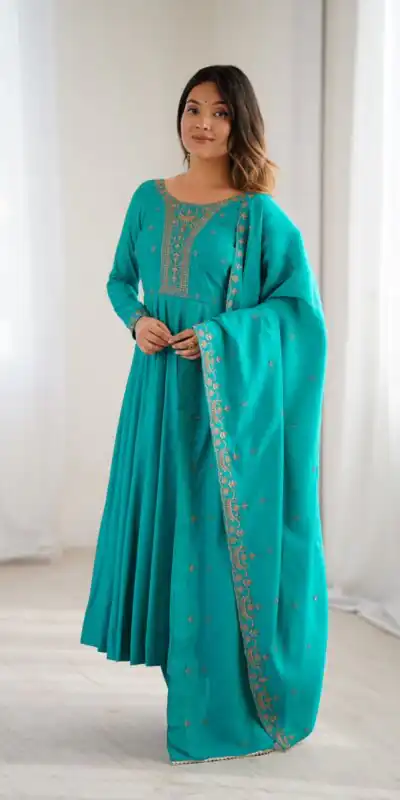KB 288 Rama in Roman Shimmer Chanderi Silk Embroidery Work & Bead Work Salwar Suit . Grab it for ₹2399. Delivery 4-6 Working Days. Shop now. | Jump Suits, Tops & Bottoms, Track Suits, Salwar suit, Casual Suits, Creative suits, Designer Suits, Palazzo Suits, Party Wear Suits, Patiala Suits, Straight Suits, Trendy Wear