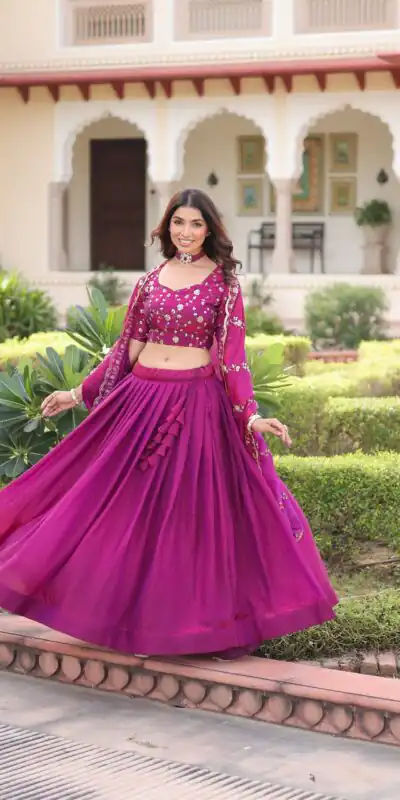 KA 5053 Rani Pink Fendi Silk Lehenga Choli with Sequins Work & Embroidery Work. Exclusive Offer ₹2049. Delivery 4-6 Working Days. Shop now. | Lehenga, Bollywood Lehenga, Creative Lehenga, Designer Lehenga, Embroidered Lehenga, Party Wear Lehenga