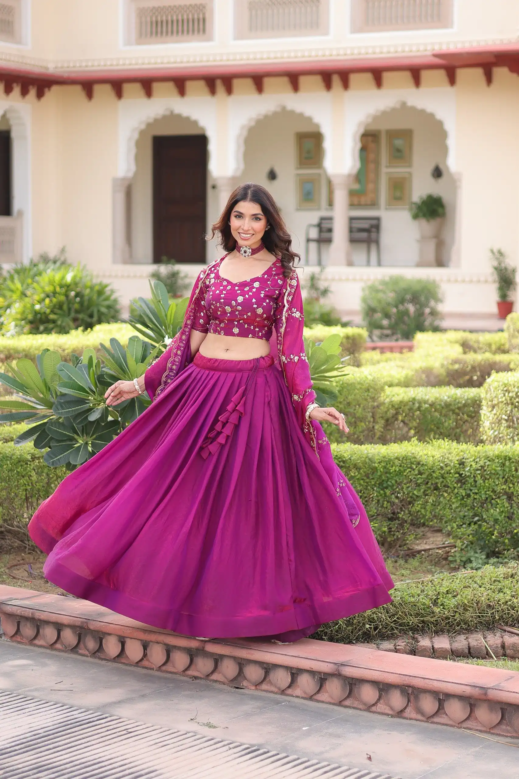 KA 5053 Rani Pink Fendi Silk Lehenga Choli with Sequins Work & Embroidery Work. Exclusive Offer ₹2049. Delivery 4-6 Working Days. Shop now. | Lehenga, Bollywood Lehenga, Creative Lehenga, Designer Lehenga, Embroidered Lehenga, Party Wear Lehenga
