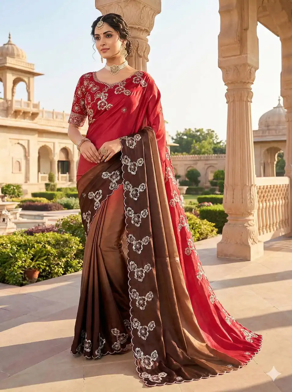 MS 461 Red Chinnon Saree Perfect for Wedding, Party, Traditional Day, Haldi, Housewarming – . Exclusive Offer ₹1649. Delivery 4-6 Working Days. Shop now | Designer Sarees, Sarees, Bollywood Sarees, Creative Sarees, Embroidered Sarees, Ethnic Saree, Modern Digital sarees, Party Wear Sarees
