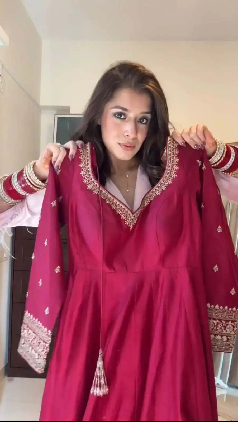 KD 1552 Red Chinon Silk Gown Perfect for Wedding, Party, Family Gatherings, Baisakhi, Baby Shower – . Grab it for ₹1999. Delivery 4-6 Working Days. | Gowns, Bollywood Gowns, Creative Gowns, Designer Gowns, Embroidered Gowns, Party Wear Gowns