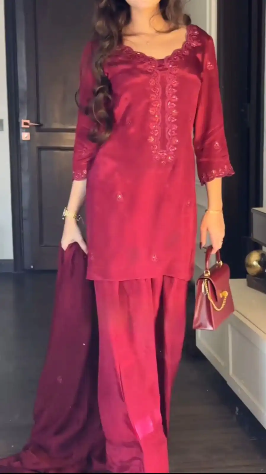 TC 5868 Red Chinon silk Salwar Suit. Perfect for Wedding, Party, Bridal Wear, Makar Sankranti, Karwa Chauth – R Affordable Price ₹1949. Delivery 4-6 Wor | Jump Suits, Tops & Bottoms, Track Suits, Salwar suit, Casual Suits, Creative suits, Designer Suits, Palazzo Suits, Party Wear Suits, Patiala Suits, Straight Suits, Trendy Wear