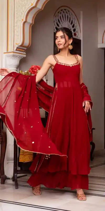 RTC 5889 Red Faux Georgette Salwar Suit with Lace Work & Mirror Work. Affordable Price ₹1999. Delivery 4-6 Working Days. Shop now. | Jump Suits, Tops & Bottoms, Track Suits, Salwar suit, Casual Suits, Creative suits, Designer Suits, Palazzo Suits, Party Wear Suits, Patiala Suits, Straight Suits, Trendy Wear