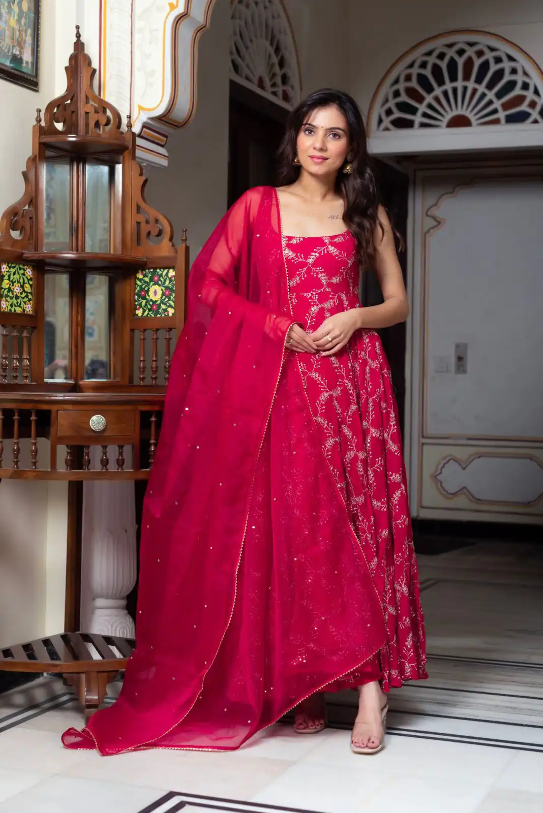 RTC 5958 Red Faux Georgette Anarkali Suit Perfect for Wedding, Party, Anniversary, Holi, Traditional Day – . Available at ₹2499 only. Delivery 4-6 Working | Jump Suits, Tops & Bottoms, Track Suits, Salwar suit, Casual Suits, Creative suits, Designer Suits, Palazzo Suits, Party Wear Suits, Patiala Suits, Straight Suits, Trendy Wear