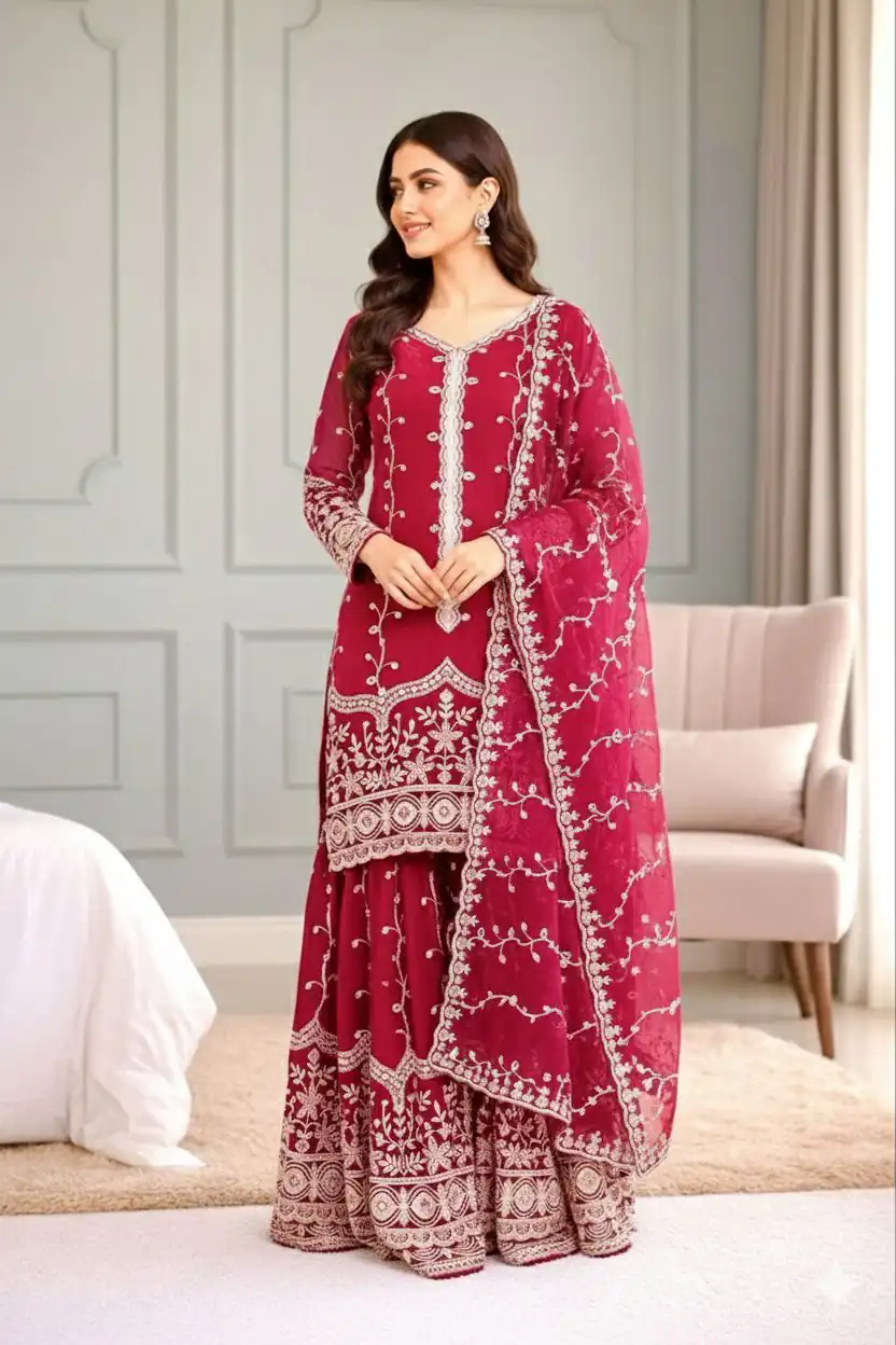 SSR 533 Red Color Fendy Silk Salwar Suit with Embroidery Work. Affordable Price ₹2149. Delivery 4-6 Working Days. Shop now. | Jump Suits, Salwar suit, Casual Suits, Creative suits, Designer Suits, Palazzo Suits, Party Wear Suits, Patiala Suits, Straight Suits