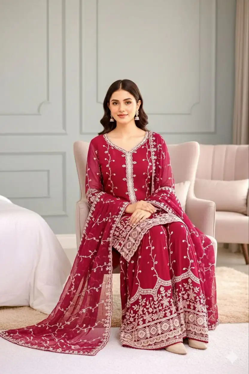 SSR 533 Red Color Fendy Silk Salwar Suit with Embroidery Work. Affordable Price ₹2149. Delivery 4-6 Working Days. Shop now. | Jump Suits, Salwar suit, Casual Suits, Creative suits, Designer Suits, Palazzo Suits, Party Wear Suits, Patiala Suits, Straight Suits