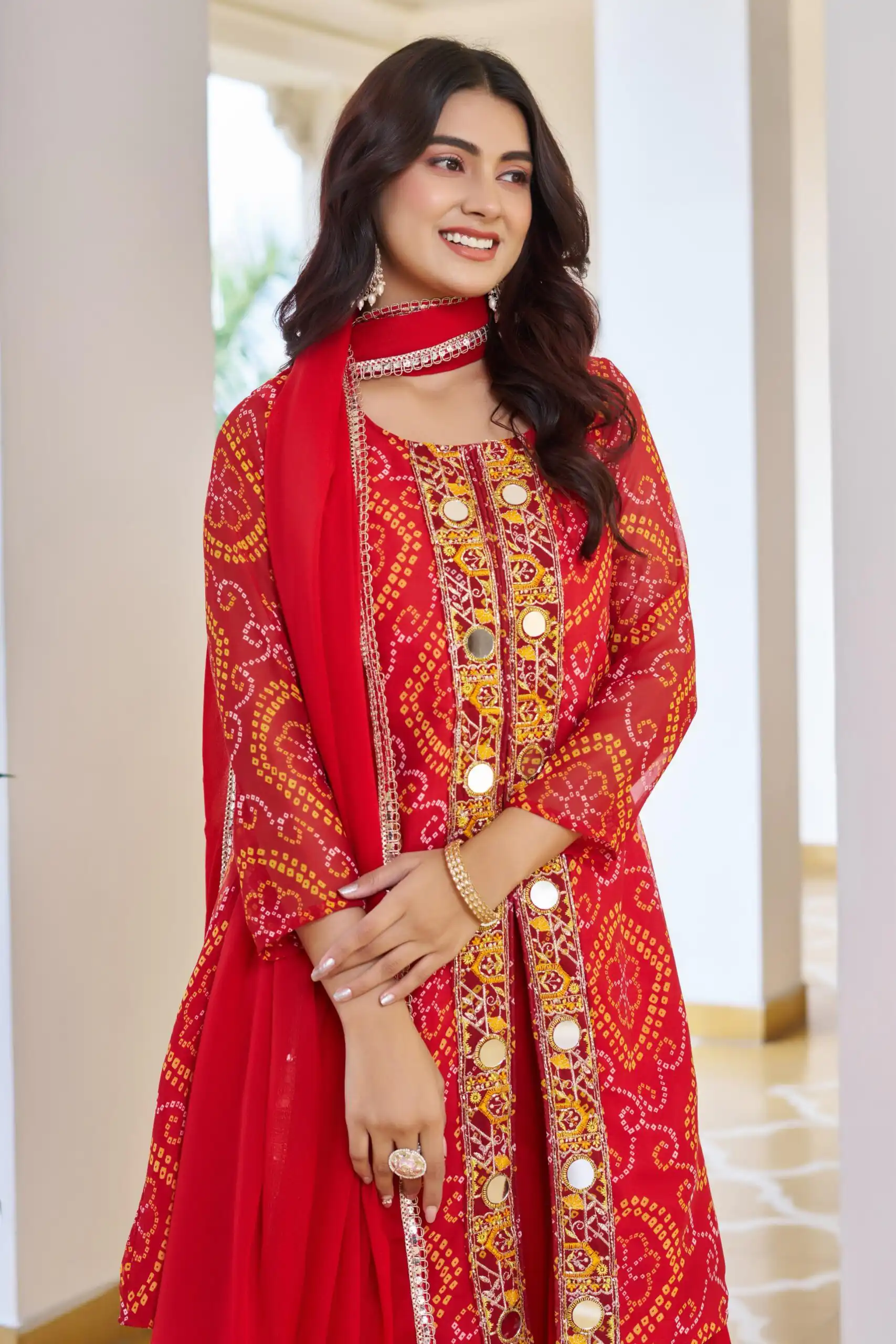 Ram 148 Red in Georgette Badhani print Embroidery Work & Mirror Work Salwar Suit . Exclusive Offer ₹2149. Delivery 4-6 Working Days. Shop now. | Jump Suits, Tops & Bottoms, Track Suits, Salwar suit, Casual Suits, Creative suits, Designer Suits, Palazzo Suits, Party Wear Suits, Patiala Suits, Straight Suits, Trendy Wear