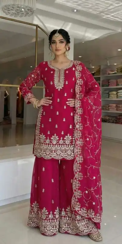 SRK 5319 Red in Organza Silk Embroidery Work & Lace Work Salwar Suit . Now at just ₹2549. Delivery 4-6 Working Days. Shop now. | Jump Suits, Tops & Bottoms, Track Suits, Salwar suit, Casual Suits, Creative suits, Designer Suits, Palazzo Suits, Party Wear Suits, Patiala Suits, Straight Suits, Trendy Wear