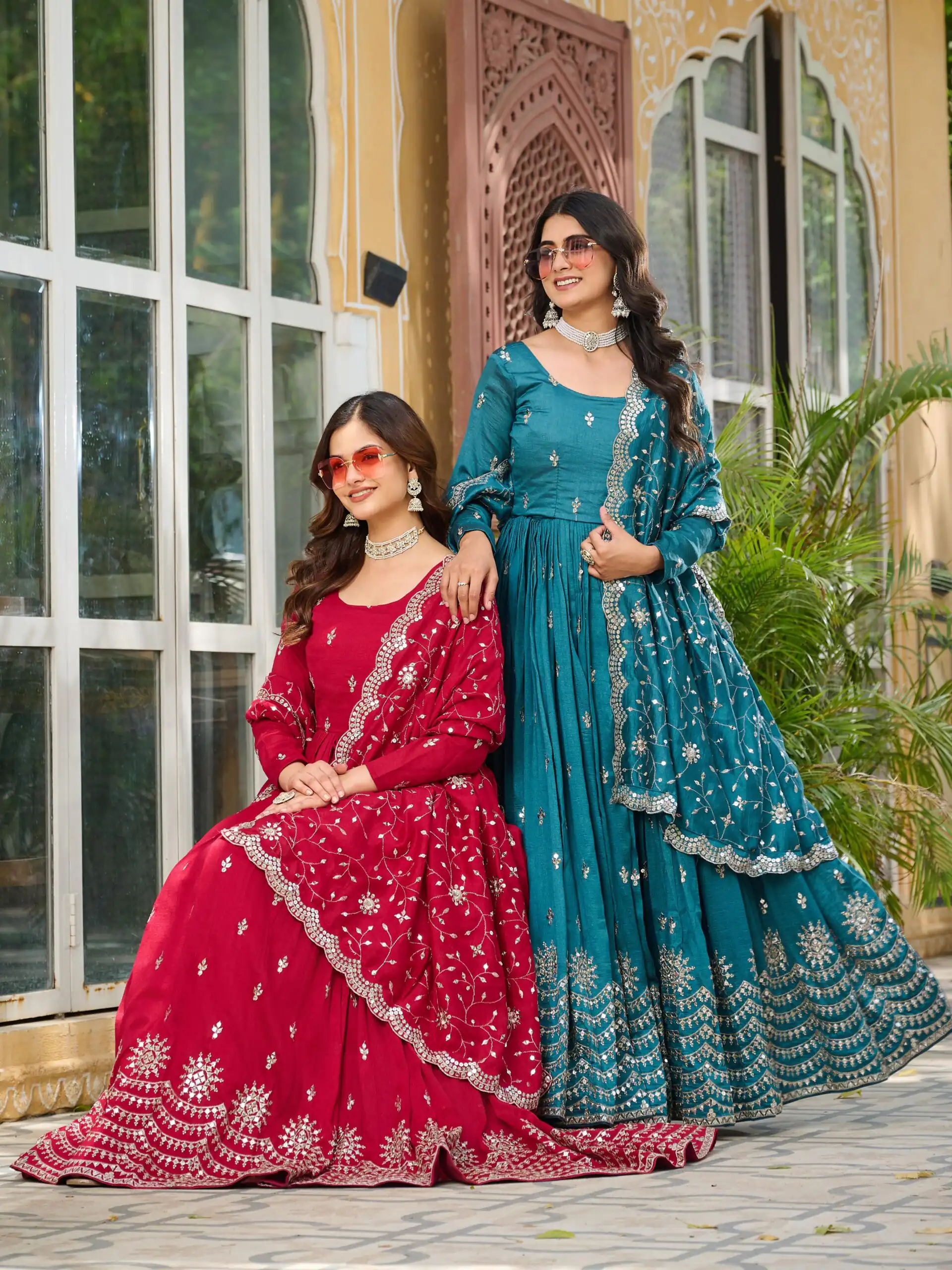 Ram 097 Red Vichitra Silk Gown with Embroidery Work. Wedding, Party, Festive, Events Affordable Price ₹2549. Delivery 4-6 Working Days. Shop now. | Gowns, Bollywood Gowns, Creative Gowns, Designer Gowns, Embroidered Gowns, Party Wear Gowns