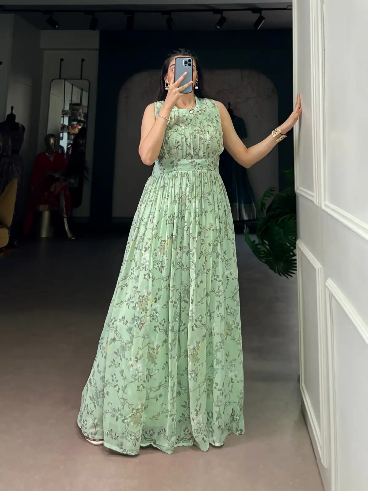 YNF 5200 Sea Green Color Weightless Marbal Gown with Designer Work. Available at ₹1649 only. Delivery 4-6 Working Days. Shop now. | Gowns, Bollywood Gowns, Creative Gowns, Designer Gowns, Embroidered Gowns, Party Wear Gowns