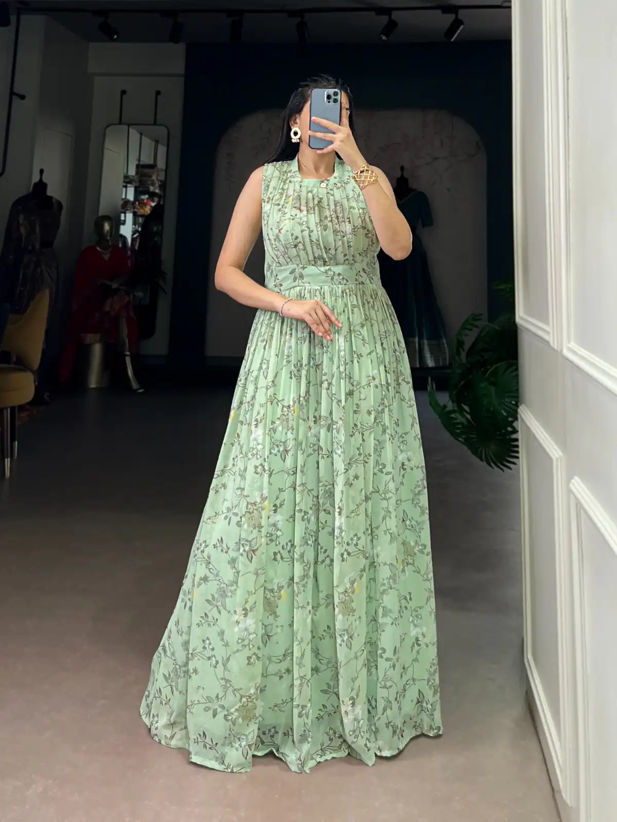 YNF 5200 Sea Green Color Weightless Marbal Gown with Designer Work. Available at ₹1649 only. Delivery 4-6 Working Days. Shop now. | Gowns, Bollywood Gowns, Creative Gowns, Designer Gowns, Embroidered Gowns, Party Wear Gowns