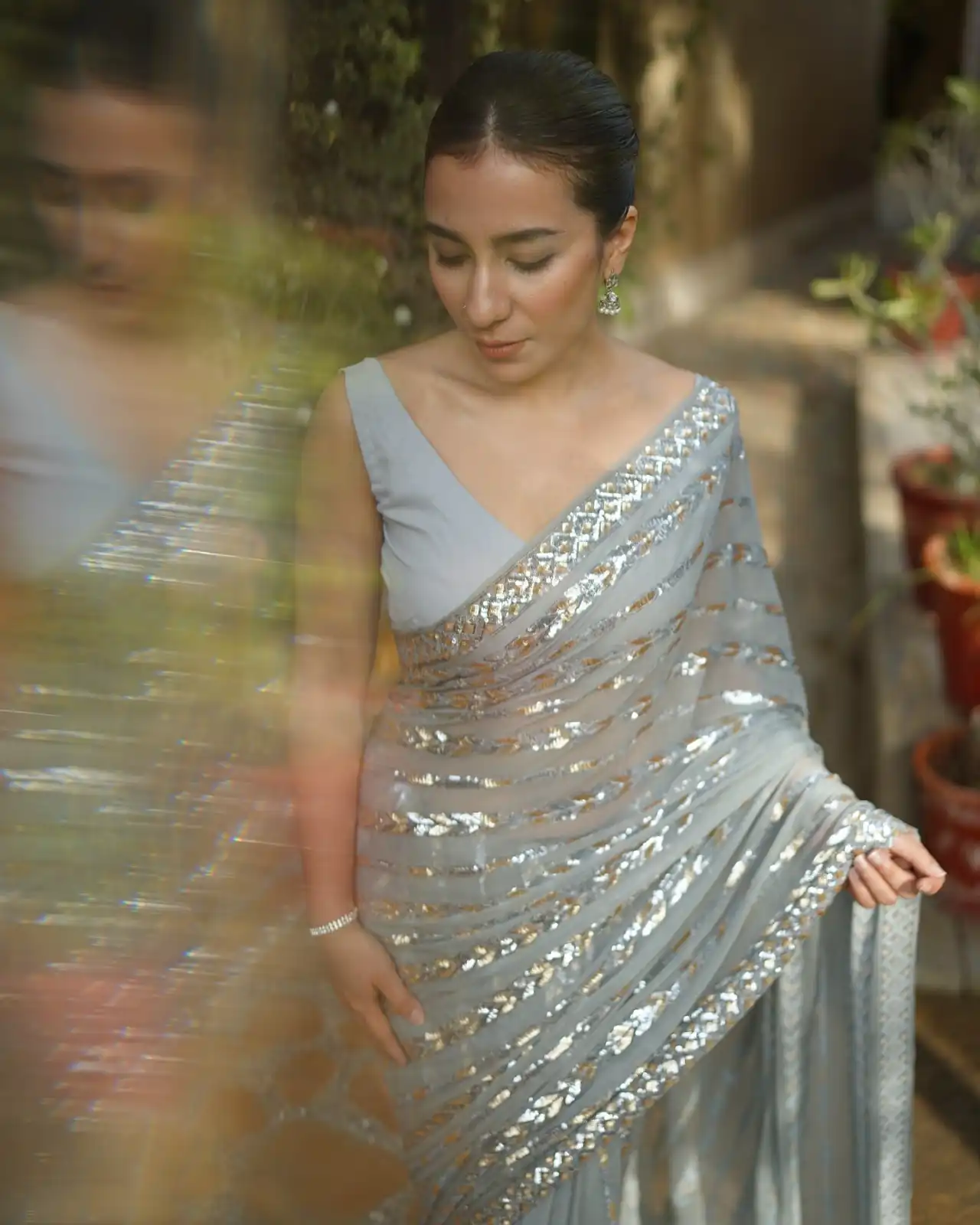 JR 635 Silver Georgette Saree with Lace Work & Embroidery Work. Exclusive Offer ₹1949. Delivery 4-6 Working Days. Shop now. | Designer Sarees, Sarees, Bollywood Sarees, Creative Sarees, Embroidered Sarees, Ethnic Saree, Modern Digital sarees, Party Wear Sarees