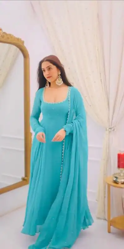 SRK 5312 Sky Blue Faux Georgette Salwar Suit Perfect for Wedding, Party, Pongal, Haldi, Ethnic Day – . Available at ₹1949 only. Delivery 4-6 Workin | Jump Suits, Tops & Bottoms, Track Suits, Salwar suit, Casual Suits, Creative suits, Designer Suits, Palazzo Suits, Party Wear Suits, Patiala Suits, Straight Suits, Trendy Wear