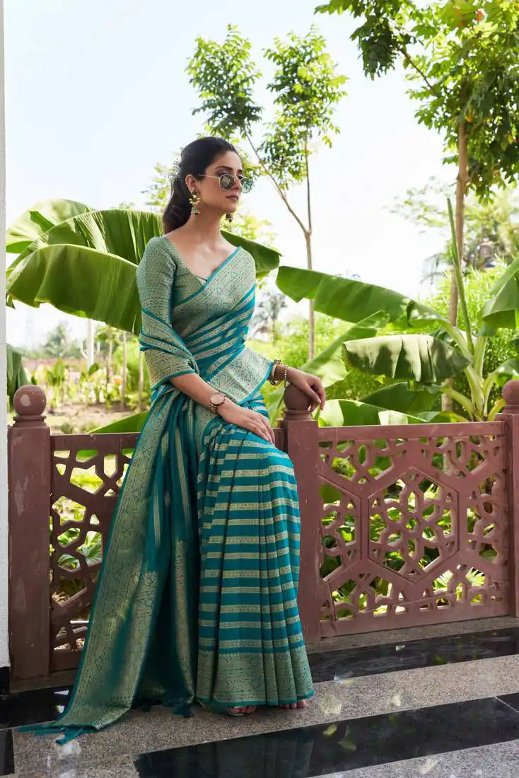 KPR 232 Teal Soft Lichi Silk Saree Perfect for Wedding, Party, Anniversary, Sangeet, Baby Shower – . Now at just ₹1399. Delivery 4-6 Working Days. Shop n | Designer Sarees, Sarees, Bollywood Sarees, Creative Sarees, Embroidered Sarees, Ethnic Saree, Modern Digital sarees, Party Wear Sarees