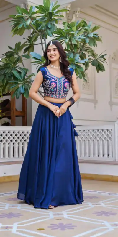 Ram 142 Teal Vichitra Lehenga Choli with Embroidery Work & Thread Embroidery. Introductory Price ₹2549. Delivery 4-6 Working Days. Shop now. | Lehenga, Bollywood Lehenga, Creative Lehenga, Designer Lehenga, Embroidered Lehenga, Party Wear Lehenga