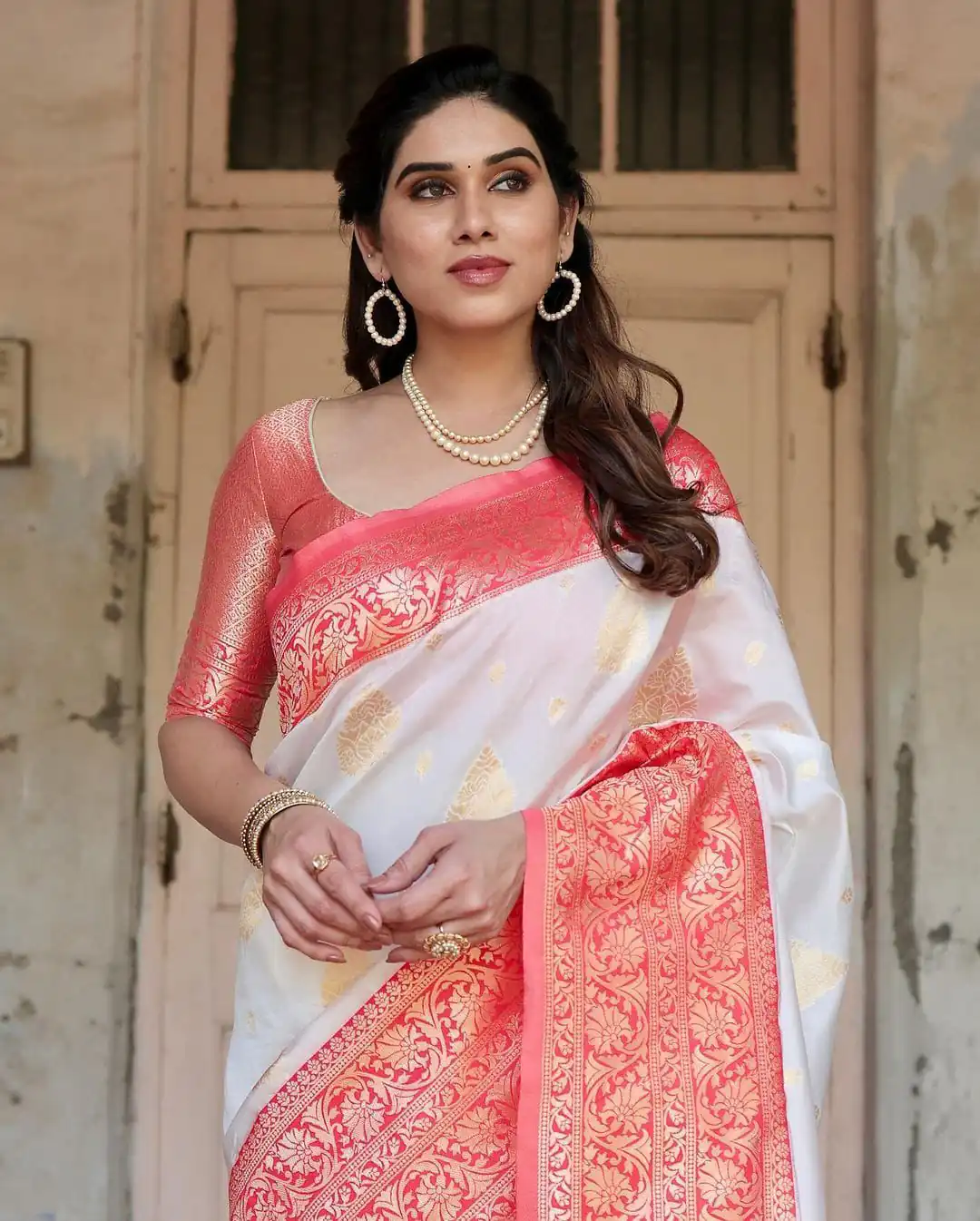 KPR 126 White in Red Soft Lichi Silk Designer Work Saree . Wedding, Party, Festive, Events, Affordable Price ₹1499. Delivery 4-6 Working Days. Shop now. | Designer Sarees, Sarees, Bollywood Sarees, Creative Sarees, Embroidered Sarees, Ethnic Saree, Modern Digital sarees, Party Wear Sarees