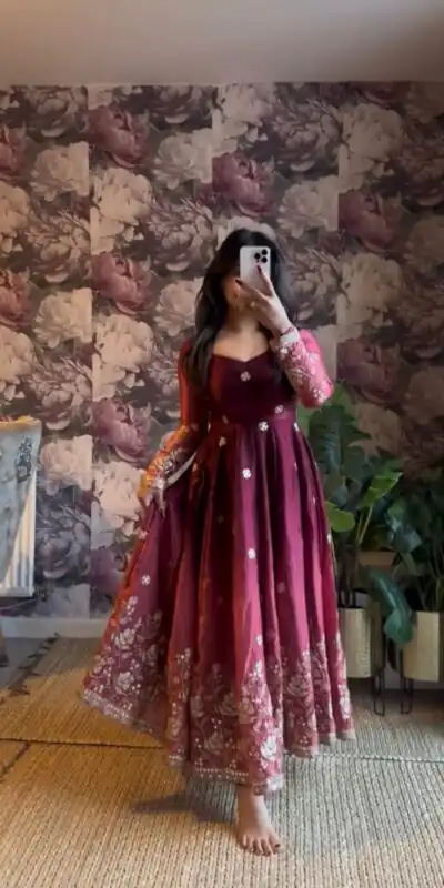 RTC 5955 Wine Chinon Silk Salwar Suit Perfect for Wedding, Party, Cultural Events, Lohri, Reception Exclusive Offer ₹2549. Delivery 4-6 Working Day | Jump Suits, Tops & Bottoms, Track Suits, Salwar suit, Casual Suits, Creative suits, Designer Suits, Palazzo Suits, Party Wear Suits, Patiala Suits, Straight Suits, Trendy Wear