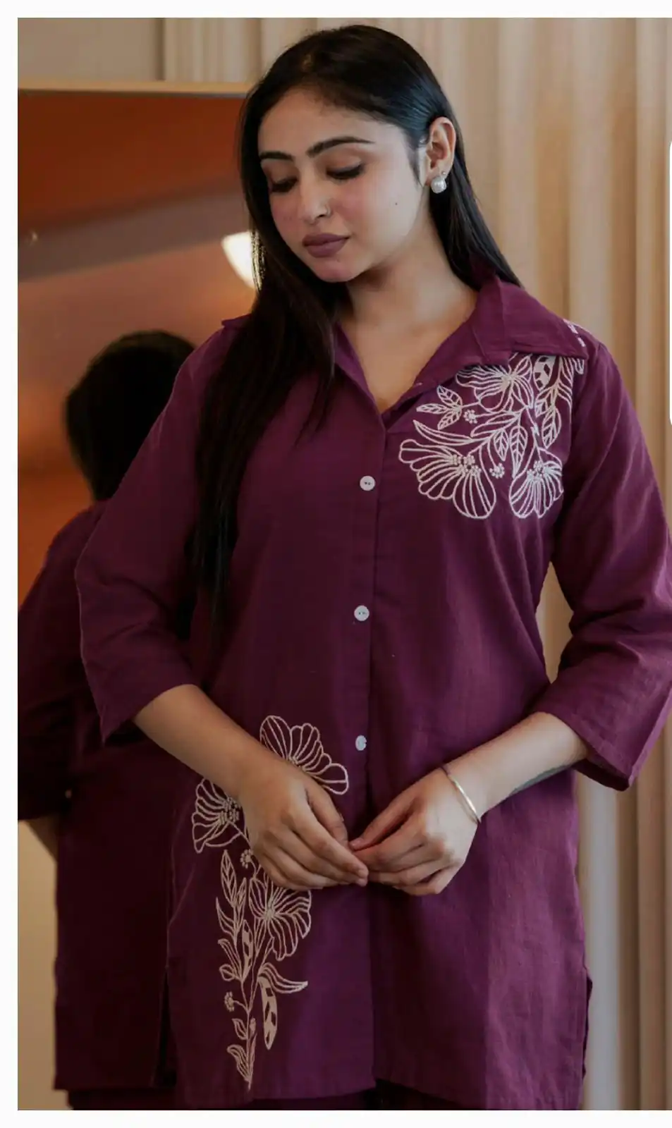 INLI Style-Up Wine Color Cotton Slub Kurti with Embroidery Work. Affordable Price ₹1499. Delivery 4-6 Working Days. Shop now. | Kurti, Bollywood Kurti, Creative Kurtis, Designer Kurti, Party Wear Kurti, Selfie Kurti