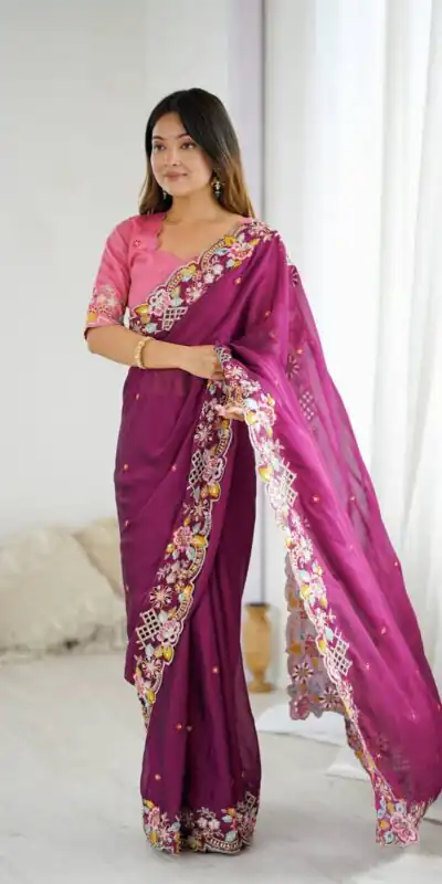 BT 1303 Wine Premium Noha Crush Saree with Sequins Work & Embroidery Work. Exclusive Offer ₹2149. Delivery 4-6 Working Days. Shop now. | Designer Sarees, Embroidered Sarees, Sarees, Bollywood Sarees, Creative Sarees, Ethnic Saree, Modern Digital sarees, Party Wear Sarees