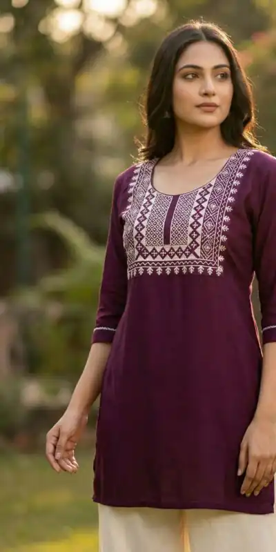 INLI Charmi vol 3 Wine Rayon Thread Work Kurti . Wedding, Party, Festive, Events Affordable Price ₹1349. Delivery 4-6 Working Days. Shop now. | Kurti, Bollywood Kurti, Creative Kurtis, Designer Kurti, Party Wear Kurti, Selfie Kurti