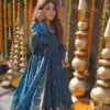 Teal Crap Silk Thread Work Salwar Suit