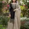 Black Organza Silk Embroidery Lace Work Salwar Suit