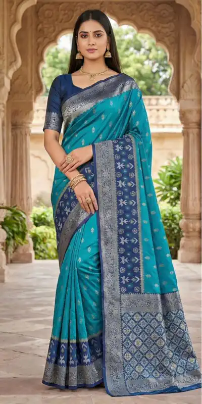 Firozi Pochampalli Silk Zari Work Saree
