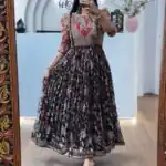 PC 540 Black Color Cota checks Gown with Kalamkari Print. Wedding, Party, Festive Introductory Price ₹1849. Delivery 4-6 Working Days. Shop now. | Gowns, Bollywood Gowns, Creative Gowns, Designer Gowns, Embroidered Gowns, Party Wear Gowns