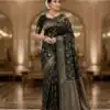 MS 451 Black Litchi Silk Saree with Embroidery Work & Lace Work. Available at ₹1399 only. Delivery 4-6 Working Days. Shop now. | Designer Sarees, Sarees, Bollywood Sarees, Creative Sarees, Embroidered Sarees, Ethnic Saree, Modern Digital sarees, Party Wear Sarees