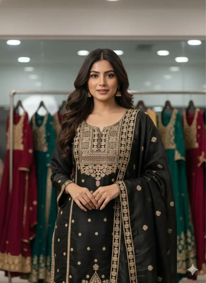 LG 2056 Black Organza Salwar Suit with Embroidery Work. Wedding, Party, Festive, Events Festive Deal ₹2099. Delivery 4-6 Working Days. Shop now. | Jump Suits, Salwar suit, Casual Suits, Creative suits, Designer Suits, Palazzo Suits, Party Wear Suits, Patiala Suits, Straight Suits