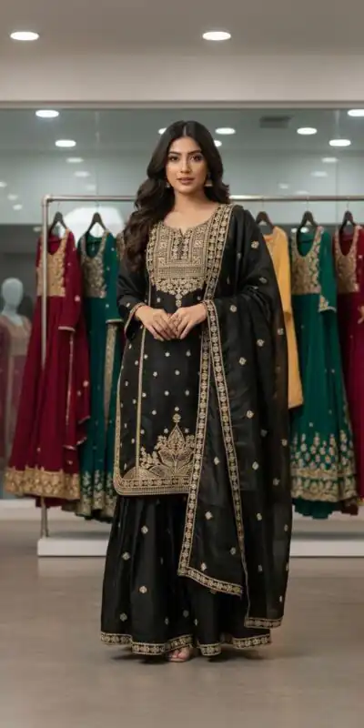 LG 2056 Black Organza Salwar Suit with Embroidery Work. Wedding, Party, Festive, Events Festive Deal ₹2099. Delivery 4-6 Working Days. Shop now. | Jump Suits, Salwar suit, Casual Suits, Creative suits, Designer Suits, Palazzo Suits, Party Wear Suits, Patiala Suits, Straight Suits
