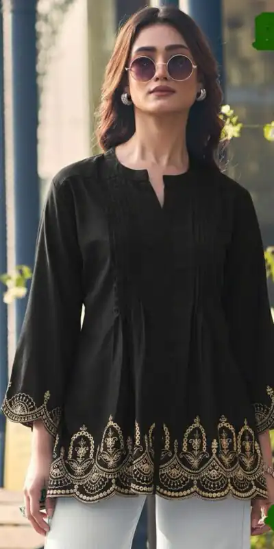 INLI Adaa 7.0 Black in Rayon Cut Work & Embroidery Work Kurti . Introductory Price ₹1349. Delivery 4-6 Working Days. Shop now. | Kurti, Bollywood Kurti, Creative Kurtis, Designer Kurti, Party Wear Kurti, Selfie Kurti