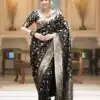 KPR 208 Black in Color Soft Lichi Silk Designer Work Saree . Available at ₹1399 only. Delivery 4-6 Working Days. Shop now. | Designer Sarees, Sarees, Bollywood Sarees, Creative Sarees, Embroidered Sarees, Ethnic Saree, Modern Digital sarees, Party Wear Sarees